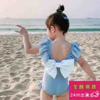 在飛比找momo購物網優惠-【AS 梨卡】兒童 泳衣 泳裝 三角泳衣 嬰兒 中大童 蝴蝶