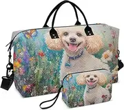 [YXYZRMY] Cute Dog Butterfly Garden Travel Duffel Bag Gym Bag Sports Tote Bag with Multiple Interior Pockets Shoulder Weekender Bag for Women Men with Toiletry Bag 20.5”x 7.9”x 13.8”, Multi-Colored, one