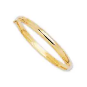 Children's Kids Shiny Round Hinged Bangle Bracelet Real 14K Yellow Gold