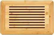 RoyalHouse Large Premium Natural Bamboo Bread Cutting Board with Crumb Tray, Bread Serving Tray for Kitchen