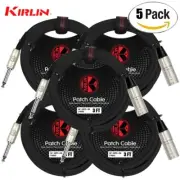 5-PACK Kirlin 3FT XLR 3-Pin Male To 1/4" Mono Male Shielded OFC Microphone Cable