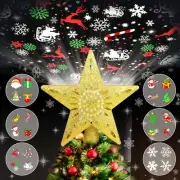 Christmas Tree Topper Projector Lights with 6 Projection Modes, Gold Star Chr...