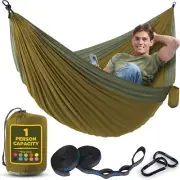 Nylon Camping Hammock Chair - 400 lb Capacity with Tree Straps & Carry Bag