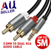 Premium Stereo Audio 3.5mm Aux Jack to 2 RCA M/M Y Cable Gold Plated 1M~5M AUS