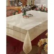Beige Rectangle Vinyl Tablecloth Ideal for Weddings Restaurants Parties 54"