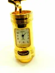 Great 18k Gold Overlay Golf Bag Quartz Desk Clock