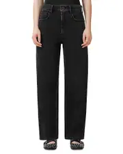 Allsaints Sadie High Rise Ankle Barrel Jeans in Washed Black