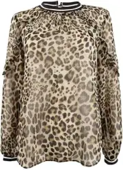 RACHEL Rachel Roy Women's Size 0 Sheer Leopard-Print Top