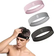 [Pakho] Headband for Men and Women 3PCS/1PC Trendy Silicone No Slip Sweatbands Stretchy Headbands for Workout Yoga Running and Cycling