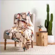 PENDLETON - Sherpa Fleece Luxurious Throw -Blanket 50" x 70" - Taupe Multicolor