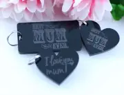 PERSONALISED LASER ENGRAVED ACRYLIC KEY RING MOTHERS DAY BIRTHDAY CHRISTMAS GIFT