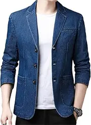 [HEYDHSDC] Mens Denim Blazer Men Cotton Vintage Suit Outerwear Male Coat Denim Jacket Men Slim Fit Jeans Blazers