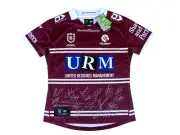 Signed 2025 Manly Sea Eagles NRL Rugby League Home Football Jersey - Proof COA