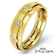 Round Bezel Diamond Mens Dome Ring Eternity Wedding Band 18k Yellow Gold 0.25Ctw