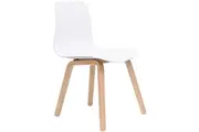 Rapidline Lucid Meeting/Visitor Chair White Patterned Poly Shell Seat Light Oak Timber 4 Leg Base
