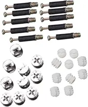 SOLUSTRE Furniture Fasteners 24 Sets Cam Lock Screw Nuts Nut Bolt Dowels Cam Lock Fittings for Office