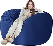 HABUTWAY Bean Bag Chair: Giant 4' Memory Foam Furniture Bean Bag Chairs for Adults with Microfiber Cover - 4Ft, Dark Blue