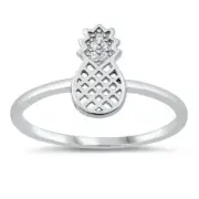 Pineapple Ring Genuine Sterling Silver 925 Rhodium Plated 11 mm Size 4 - 10
