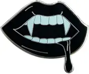[QUREZA] Vampire Fangs Black Lips Enamel Brooch Pin Backpack Hat Bag Collar Lapel Pins Badges Women Men's Gothic Hip-hop Jewelry Halloween Accessories, Alloy Steel, no gemstone