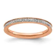 Sterling Silver Stackable & Diamonds Pink-plated Ring Size 10 for Women 2.15gm