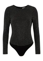 Alice + Olivia Taeyn Crystal-embellished Stretch-jersey Bodysuit - Black And Silver - M (UK12 / M) M (UK12 / M)