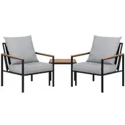 Gardeon 3PC Outdoor Furniture Bistro Set Lounge Setting Chairs Table Patio Black
