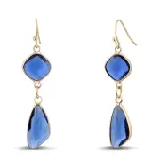Blue Drop Earrings for Women-14K Gold Plated Sapphire Earrings for Women Uniq...