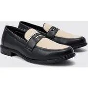 Mens Contrast Panel Mesh Loafer In Black