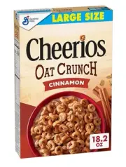 New Large Size Cheerios Oat Crunch Cinnamon Breakfast Healthy Cereal 18.2oz