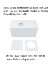 Marine Boat Storage Box Starboard Cup Holder, One Removable Divider Lid Retainer