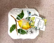 Maxcera LEMON Square APPETIZER TIDBIT SNACK PLATES lemons Set 4 NEW