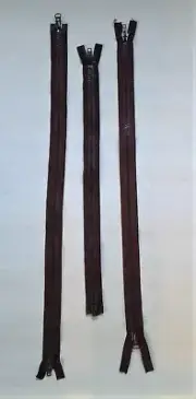 3 - YKK Dark Brown 2-Way Separating Zippers - ( 2 - 29" & 1 - 22" ) # 6
