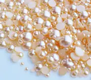 800 Pcs Champagne Flatback Half Faux Pearls Beads DIY Crafts Nail Art