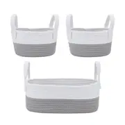 3 Pack Nestled Storage Baskets - White and Grey