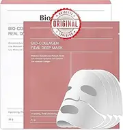 Bio Collagen Face Mask (4 Pack), Overnight Deep Hydrating Collagen Mask for All Skin Types, Anti-Aging Collagen Sheet Mask, Helps to Minimize Wrinkles, Restores Skin Elasticity & Plumpness (Pink(34g x 4ea))
