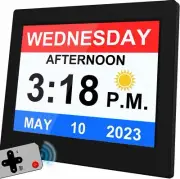 [2024 Newest] 19 Alarms Dementia Clock 8 Inch Large With Remote Control, 5 Level