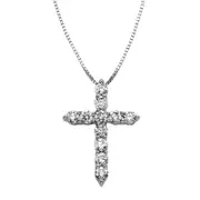 0.5 CT. T.W. Certified Natural Diamond Cross Pendant in 14K White Gold (I/I2)
