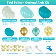 133Pcs Dark Teal Balloons Garland Arch Kit Blue Green Balloons Reusable leoTM
