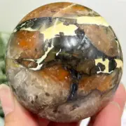 Mosaic Chalcedony Quartz Sphere RARE Healing Crystal Ball 324g 63mm Diameter