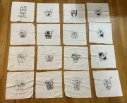 16 Cats Rule Dogs Drool 11 Inch Embroidered Quilt Squares Black And White