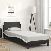 Bed Furniture Bed Frame Without Mattress Black and White 90x190 cm Faux Leather