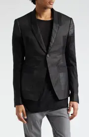Rick Owens Giacca Patchwork Panel Cotton Blazer in Black at Nordstrom, Size 40 Us