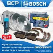 F+R Brake Rotors Drums & Bosch Pads Shoes for Toyota Tarago TCR10 TCR11 No Pin (for: Toyota)