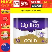 30 Rolls Toilet Paper Quilton 4 Ply White Soft Tissue Bulk Quilton Gold-Softness