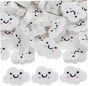 JEWEDECO 50pcs Mini Cute Cloud Shaped Erasers for Fun Smiling Faces for School Party Favors Student Prizes Bulk Compact Erasers Halloween Treats