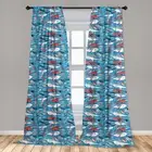 Narwhal Microfiber Curtains 2 Panel Set for Living Room Bedroom in 3 Sizes