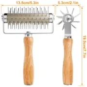 Pizza Dough Roller 430 Stainless Steel Pizza Dough Hole Maker with Wood GoBiC