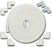 Roving Cove HeftyFit Edge Corner Protector Baby Proofing (Large 18ft Edge 8 Corners), Heavy-Duty, Soft NBR Rubber Foam, Furniture Fireplace Safety Bumper Guard, 3M Adhesive, Oyster White (Off White)