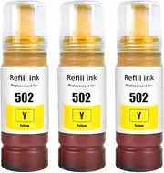 TAAUS 502 Ink Bottle - 1BK1C1M1Y, 2BK, 3Cyan, 3Magenta, 3Yellow, Sublimation Ink - for Epson ET-2700, ET-2750, ET-2850, ET-3700, ET-3760, ET-4850 etc. (502Ink -3Yellow)