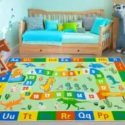 Kids Rug - ABC Bedroom Carpet - Alphabet Number Educational 4x6Ft Dinosaur